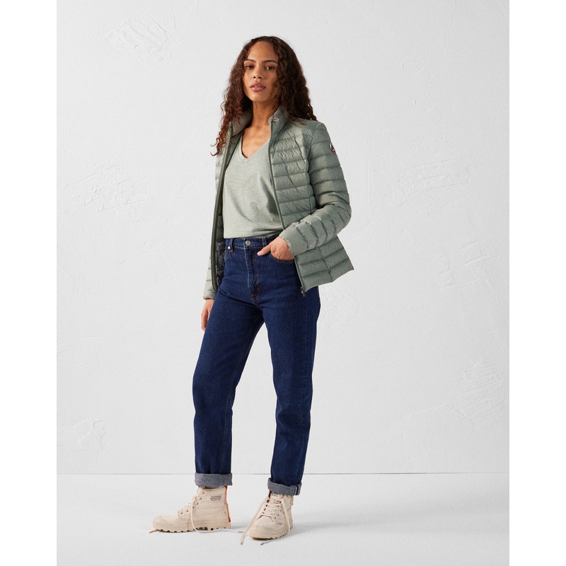 T-shirt col V femme en coton Vert minral Sonia
