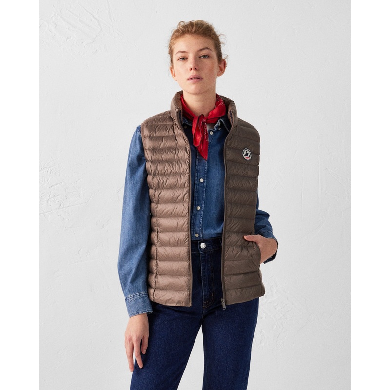 Taupe Seda lightweight sleeveless down jacket