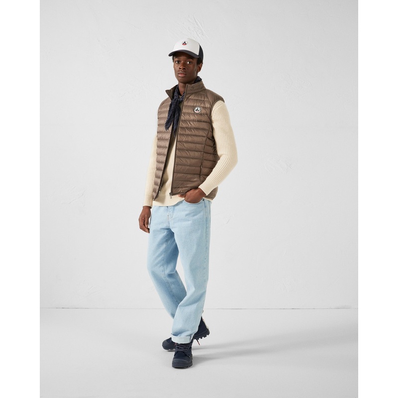 Taupe sleeveless down jacket Tom