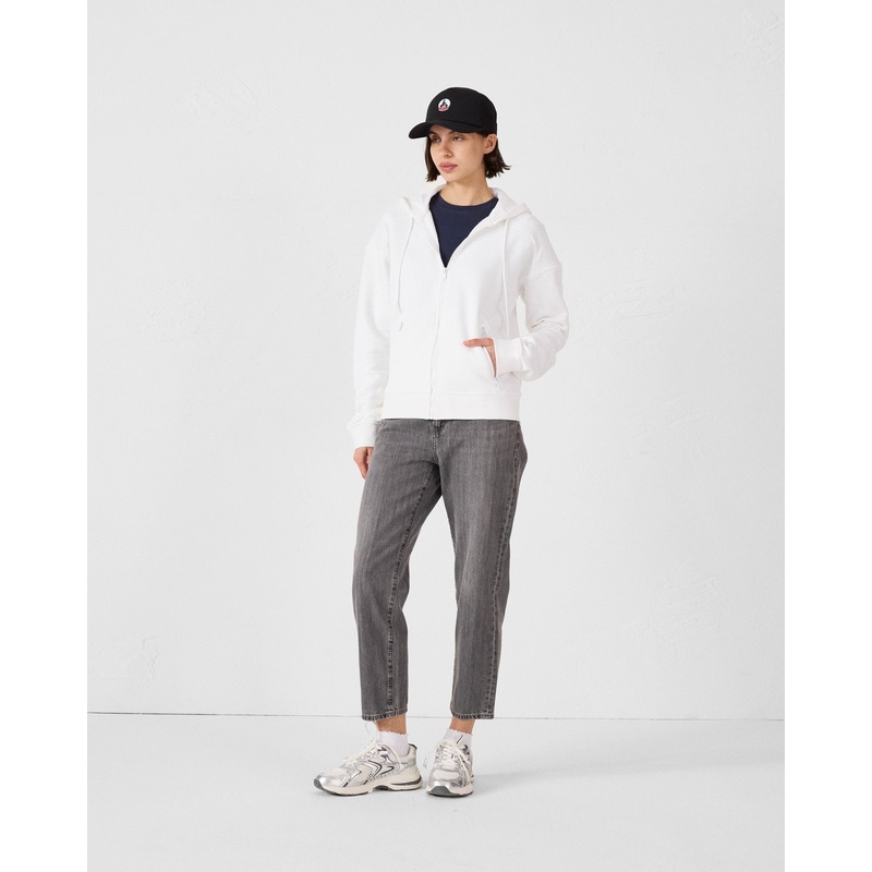 Veste zippe en molleton Blanc Leda