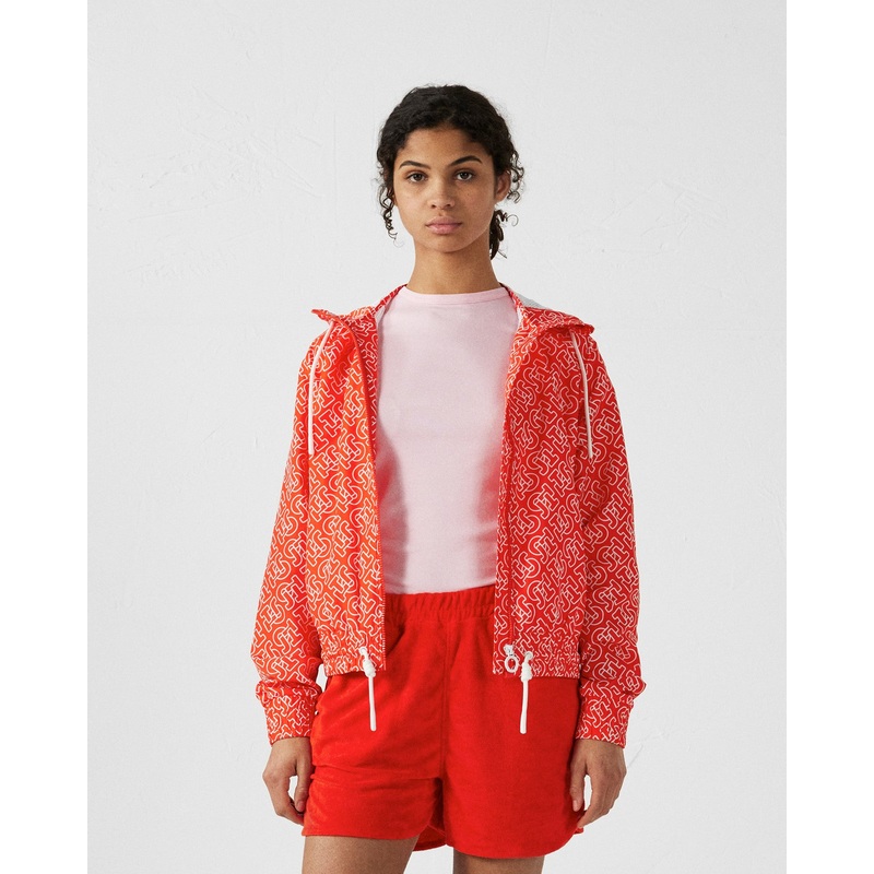 Blouson coupe-vent lger  capuche Mono rouge feu Alize monogram