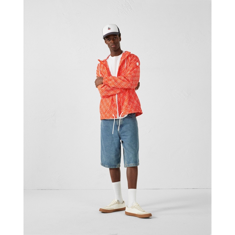 Blouson coupe-vent lger  capuche Mono rouge feu Storm monogram