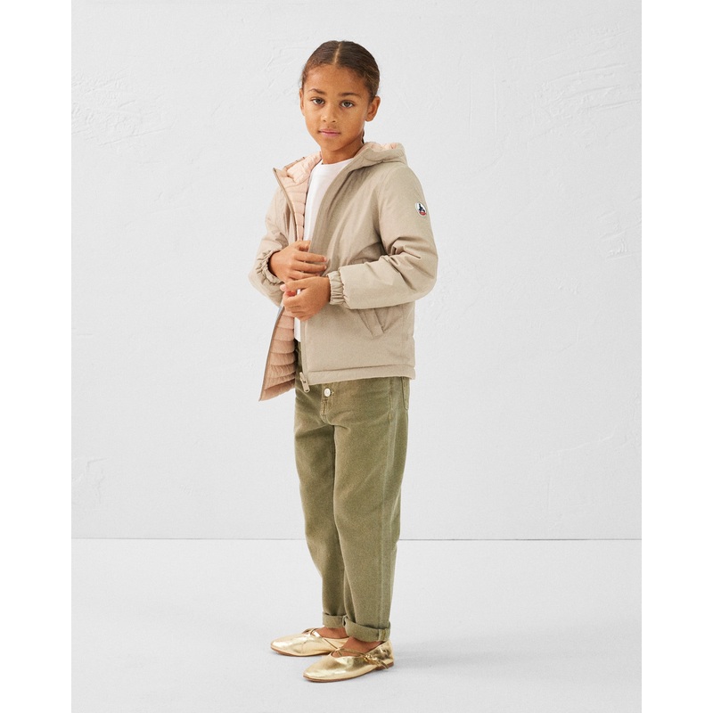 Doudoune enfant rversible  capuche Ultralight Beige/Pche clair Kyoto 2.0