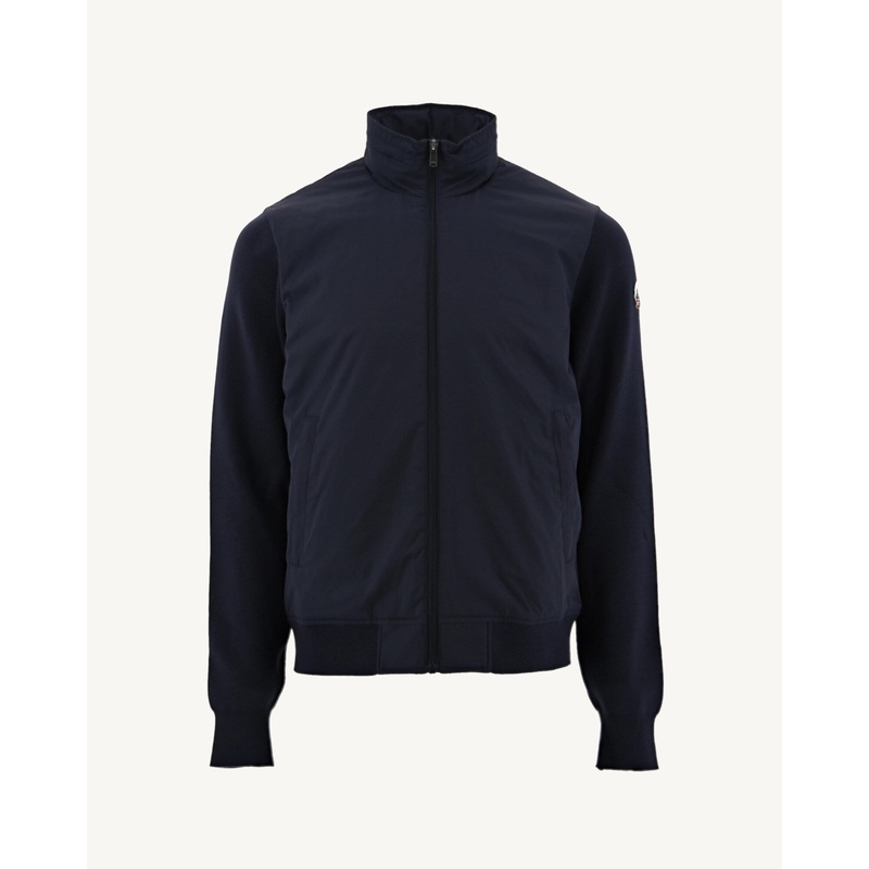 Navy Bardenas bi-material hooded jacket
