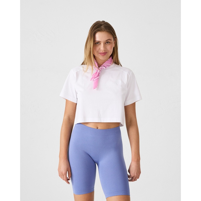T-shirt col rond en coton Blanc Mazu
