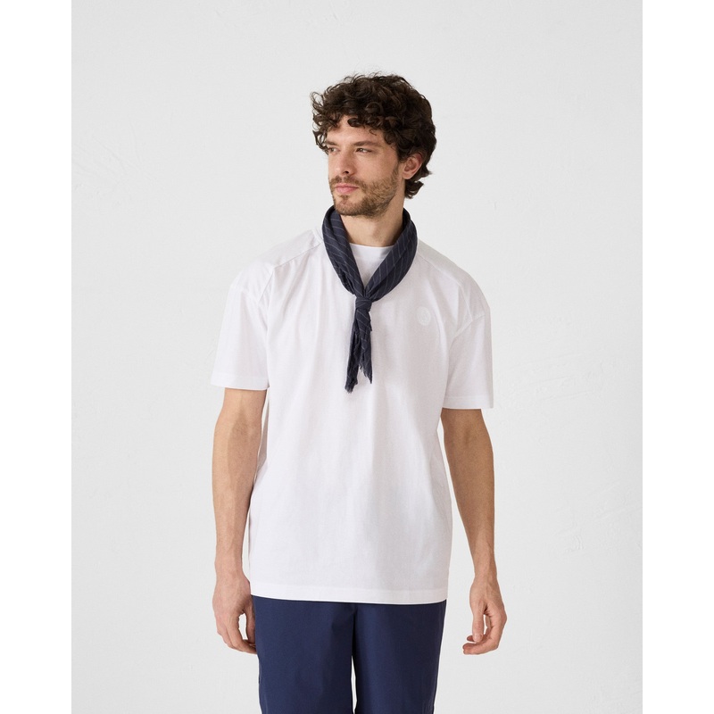 T-shirt col rond en coton Blanc Narong
