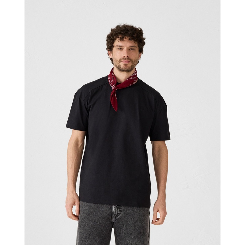 T-shirt col rond en coton Noir Narong
