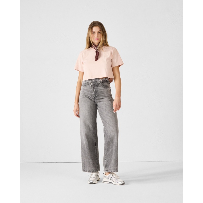 T-shirt col rond en coton Pche clair Mazu