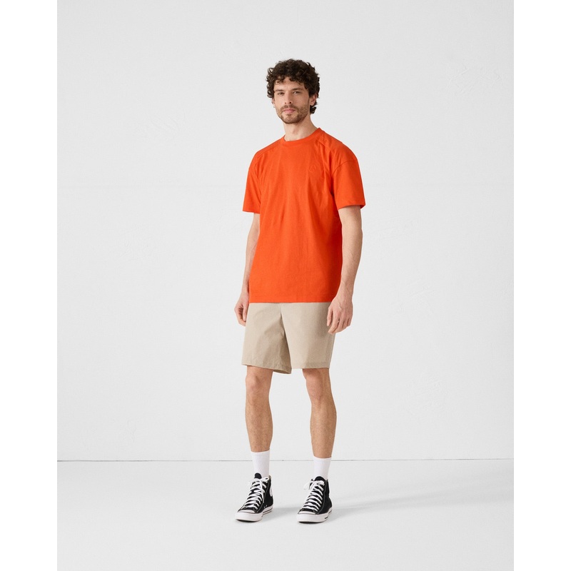 T-shirt col rond en coton Rouge feu Narong