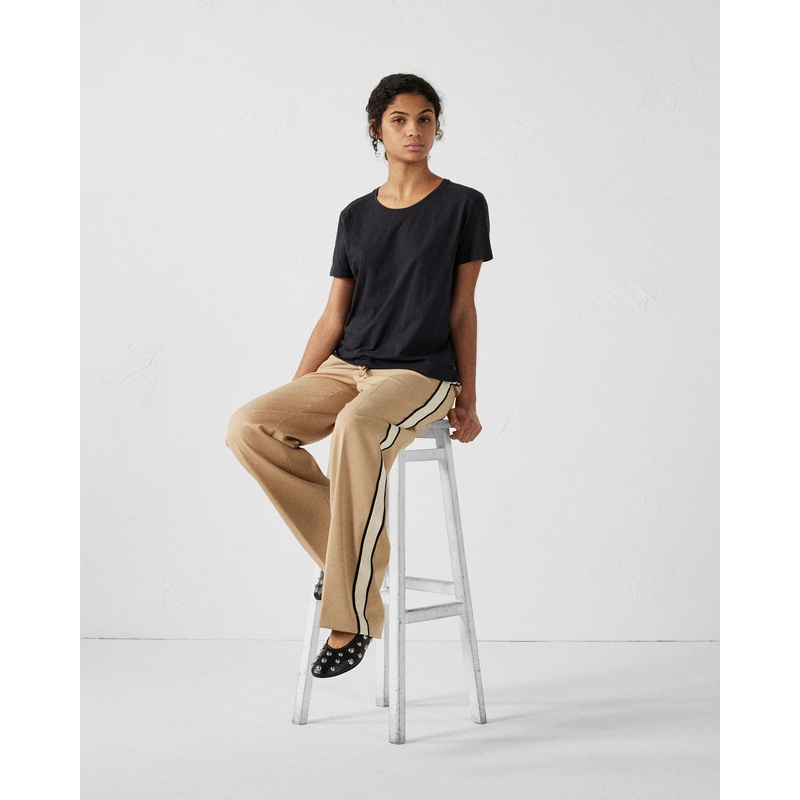 T-shirt col rond femme en coton Noir Angela