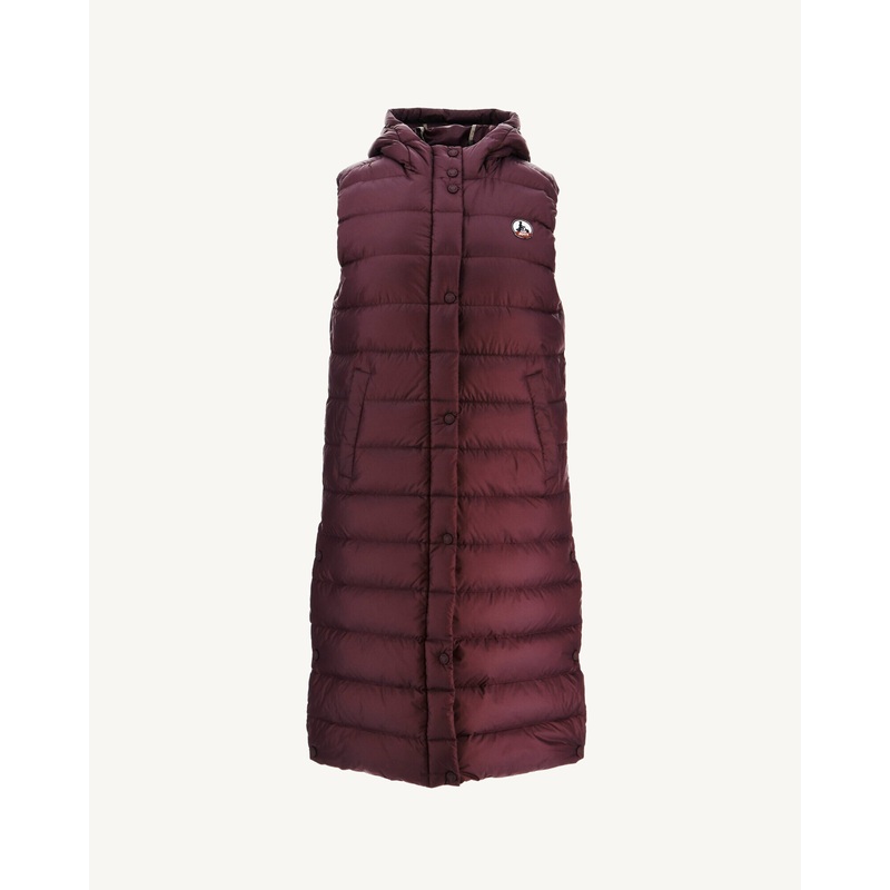Doudoune longue droite  capuche Aubergine Lola