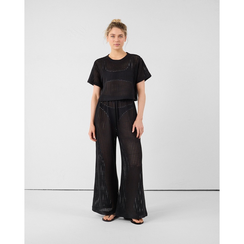 Pantalon en maille de coton Noir Virginia