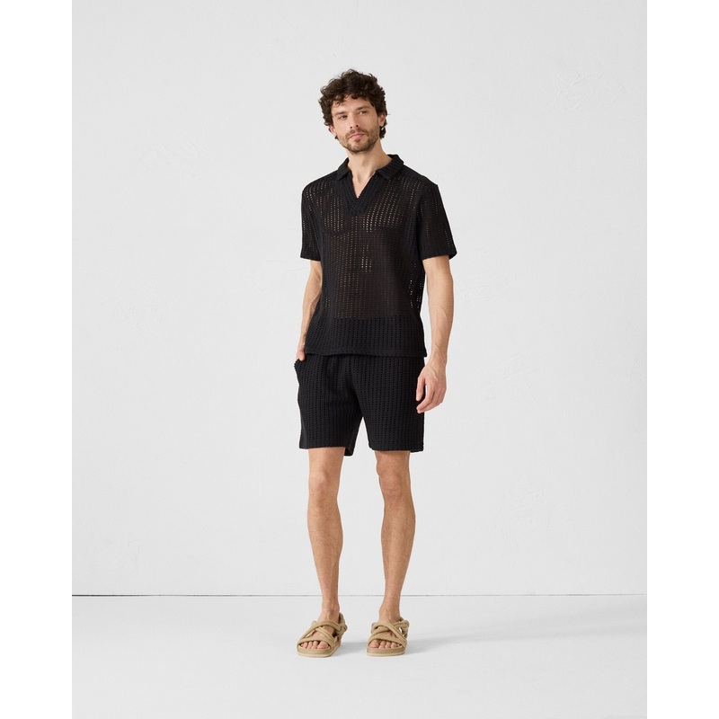 Polo en maille de coton Noir Bruno