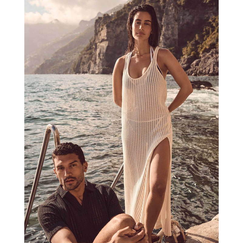 Robe longue en maille de coton Naturel Euginia