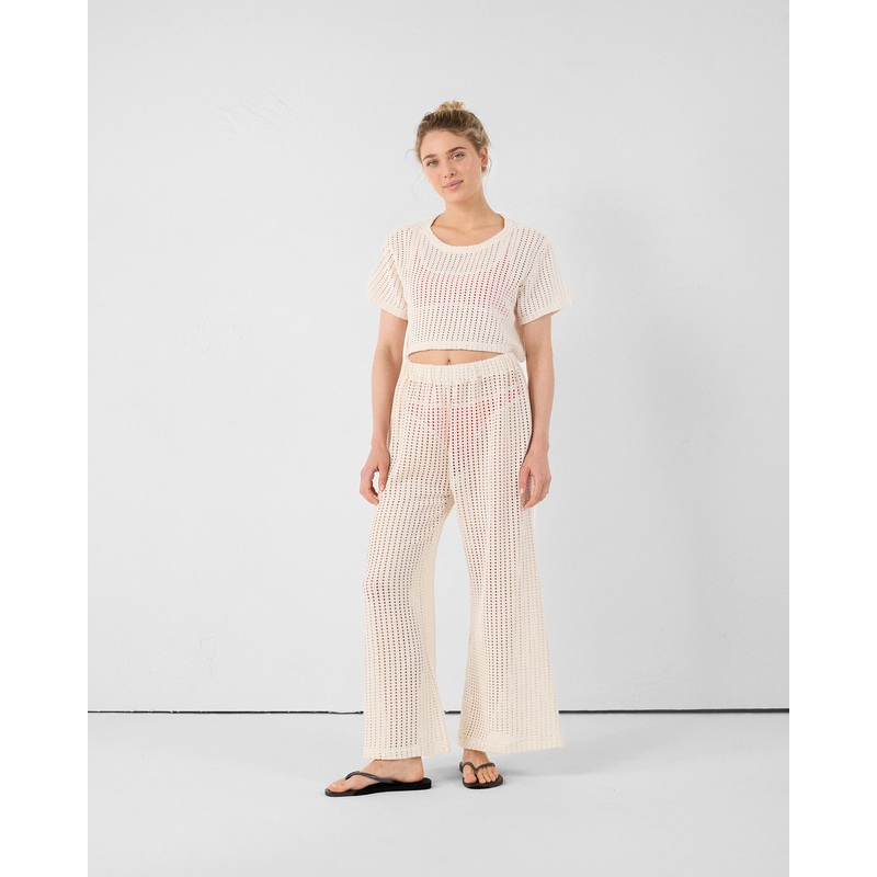 T-shirt col rond en maille de coton Naturel Giada