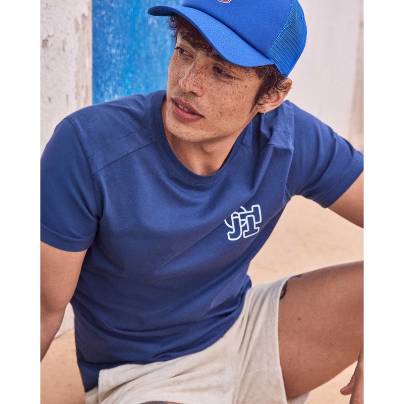 T-shirt col rond homme en coton Marine Pedro mono