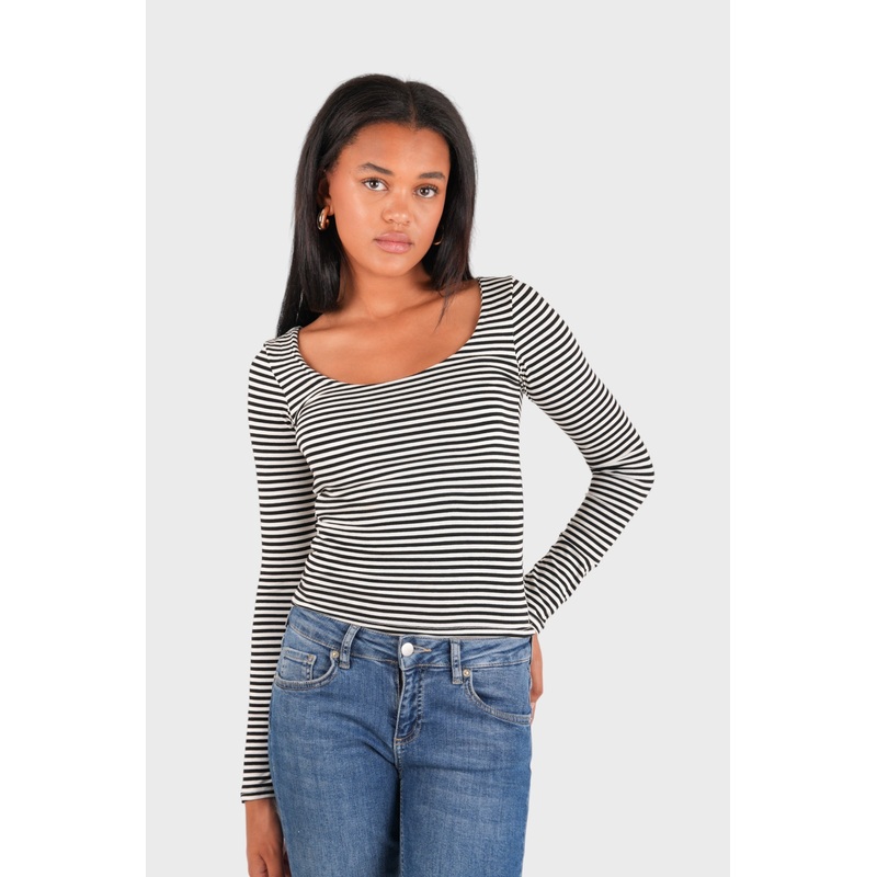 "Nola" top striped black