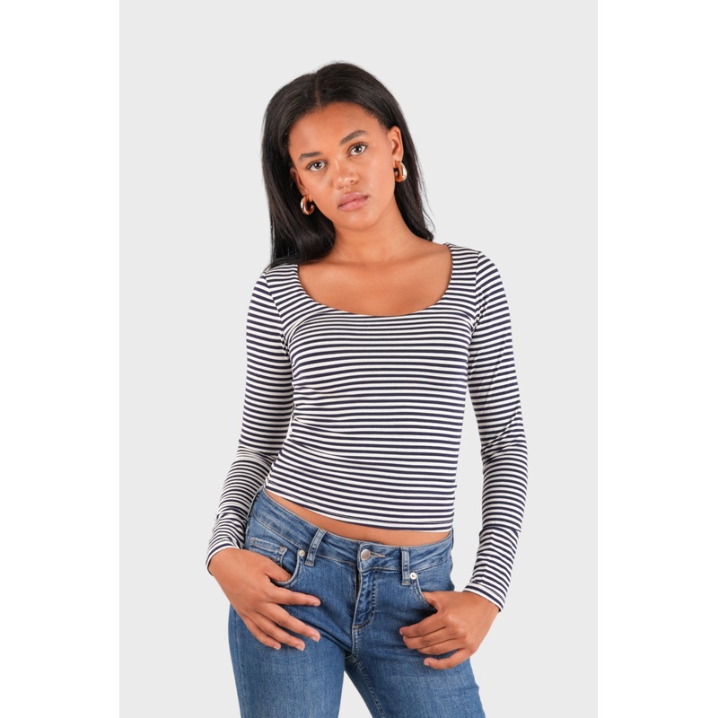 "Nola" top striped navy