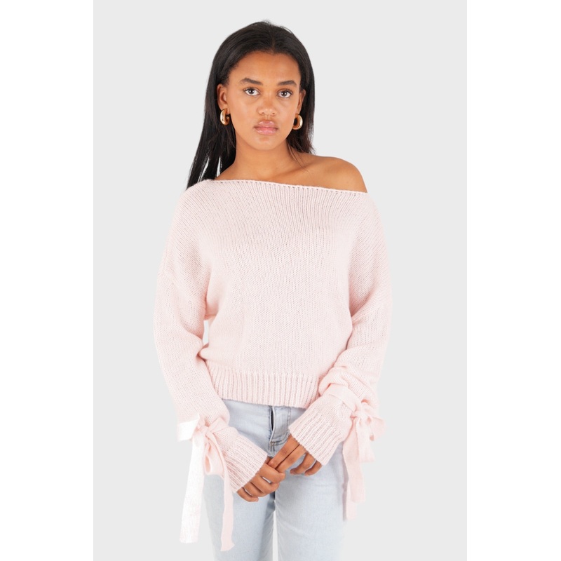 "One shoulder" sweater light pink