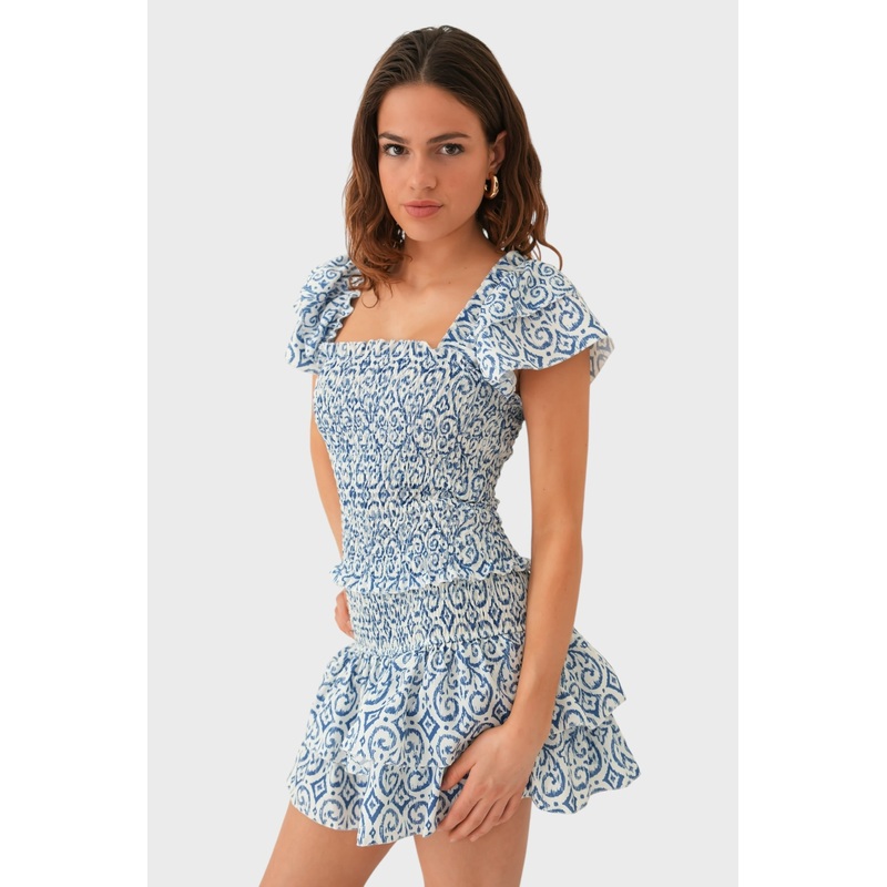 "Florence" ruffle top blue