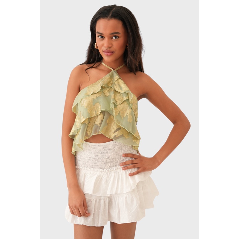 "Glimmer" top green
