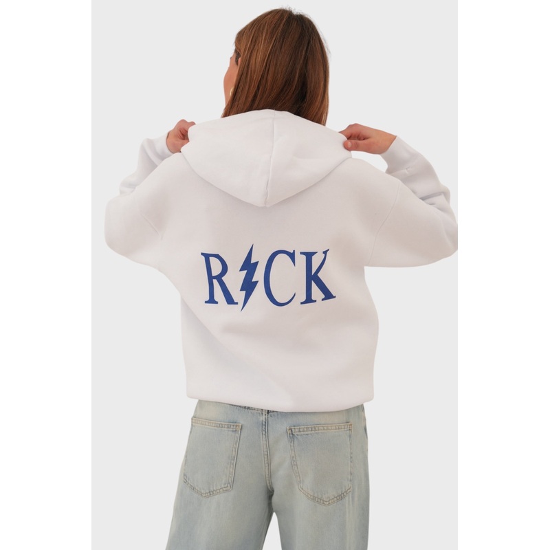"Rock" hoodie white