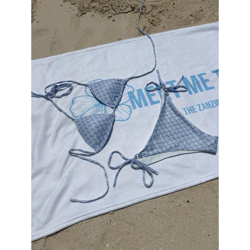 "Amalfi" tied bikini bottom blue