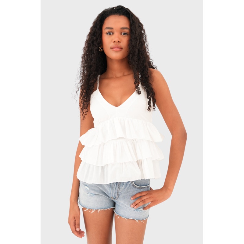 "Cloudy" top white