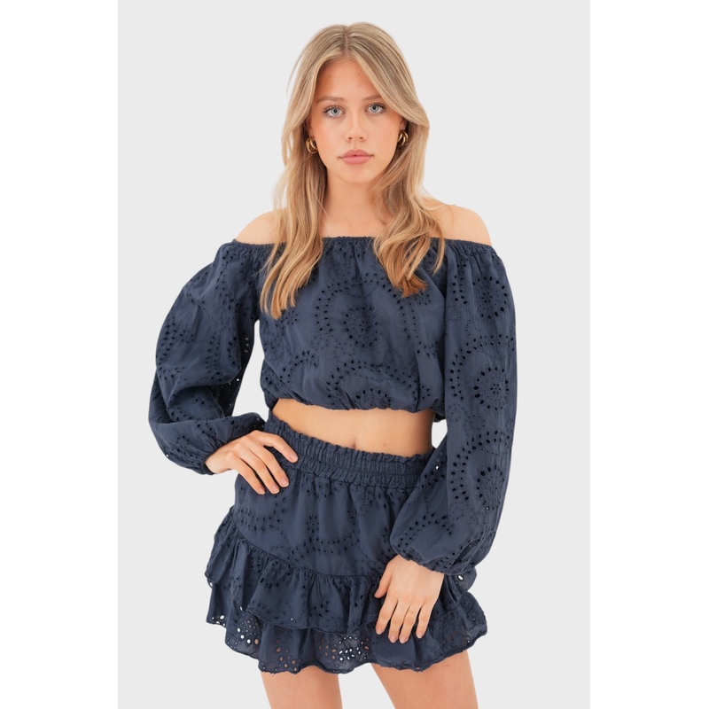 "Fleur" blouse navy