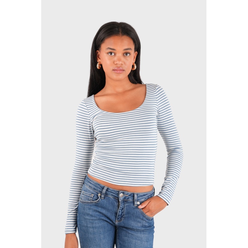 "Nola" top striped blue