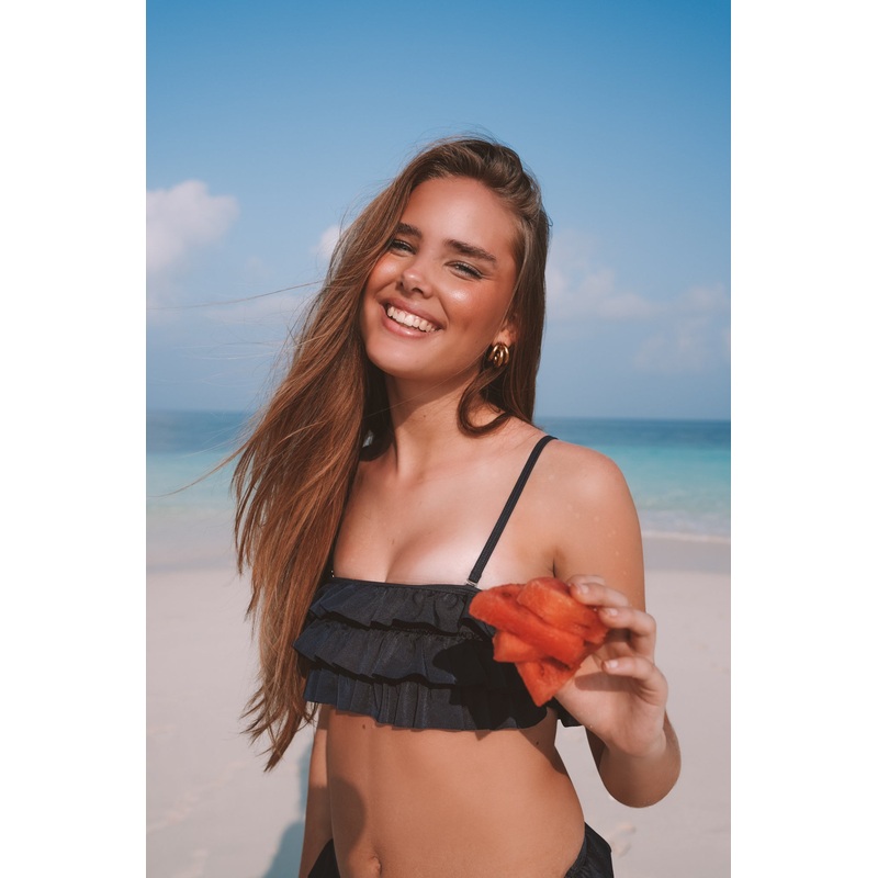 "Ruffle" bikini top navy