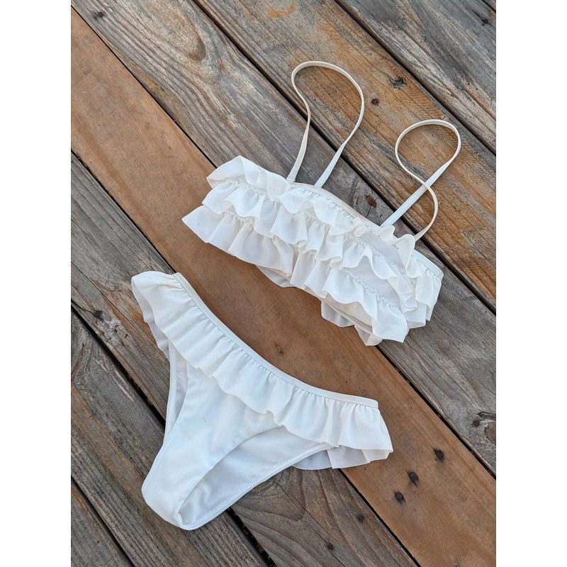 "Ruffle" bikini top white