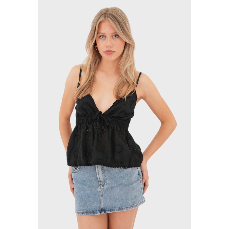"Wavy" top black