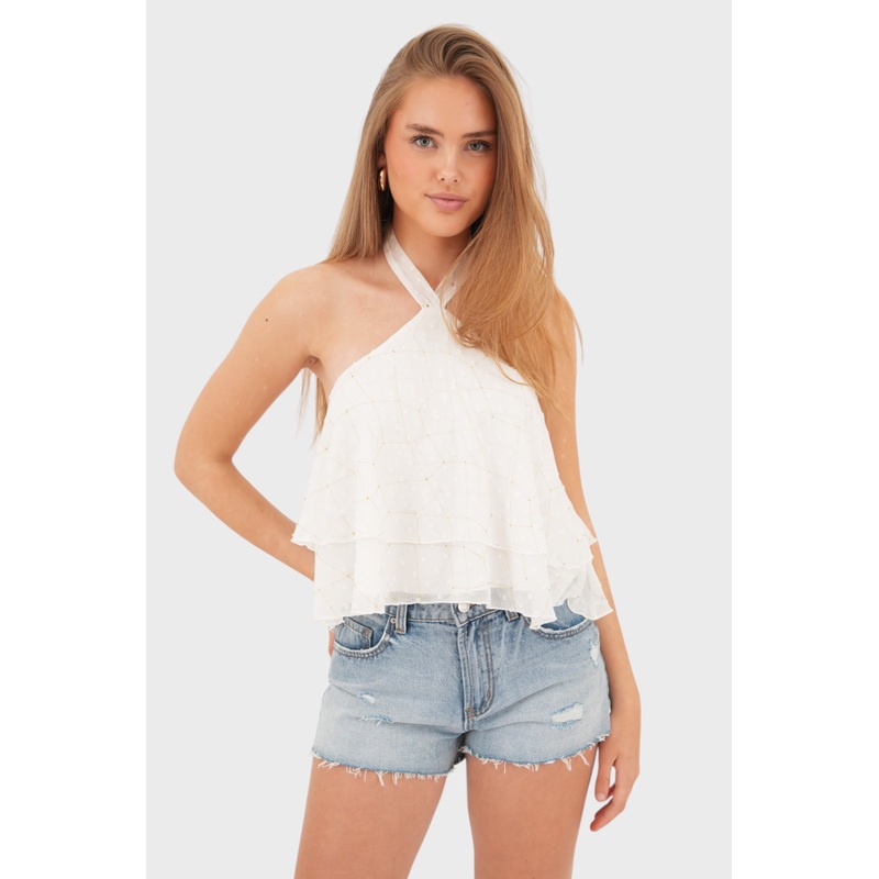 "Flowy" top white