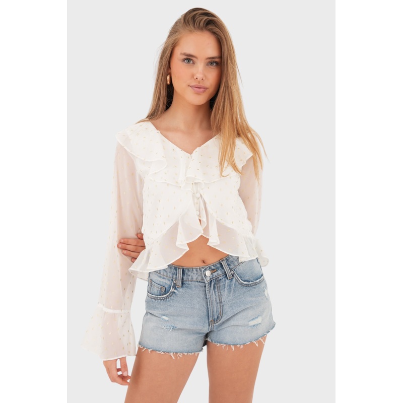 "Ruffle" blouse white