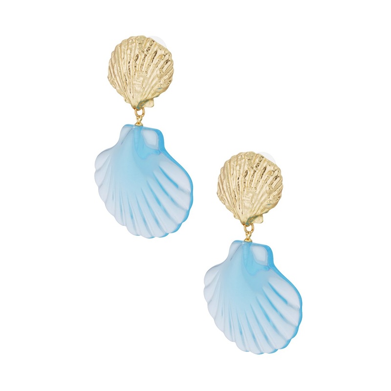 "Shell" earrings blue
