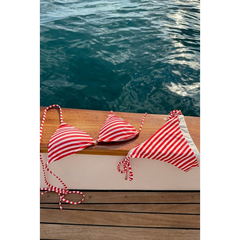 "Striped" bikini top red PRE ORDER