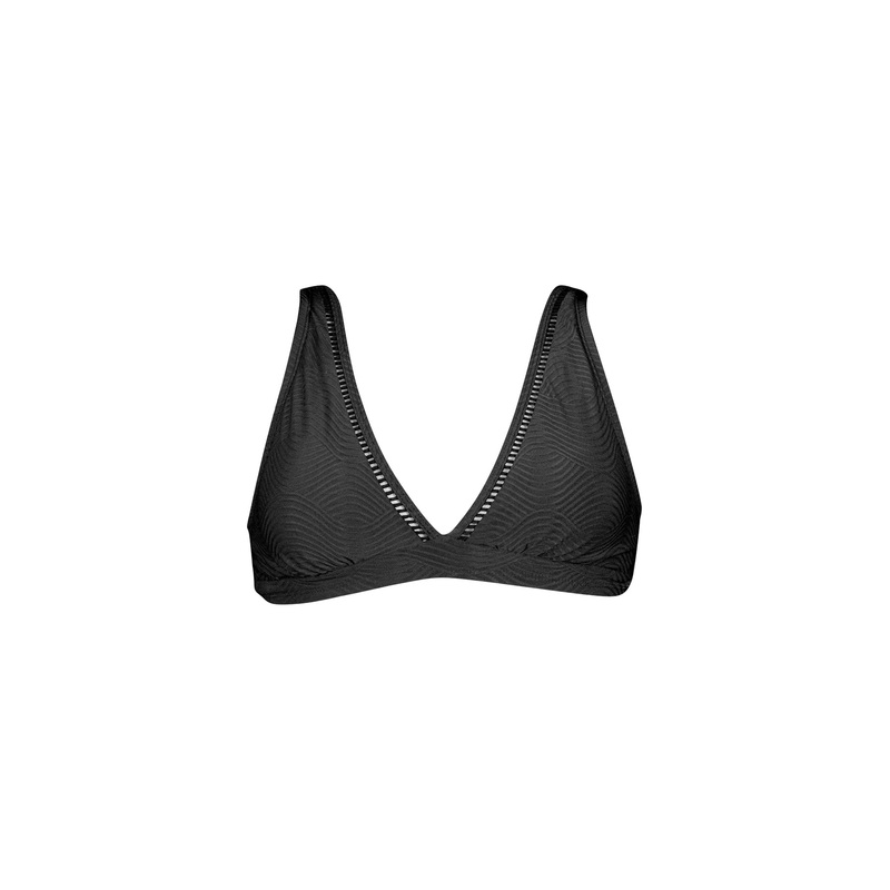 Black Eyelet Triangle V-Neck Top