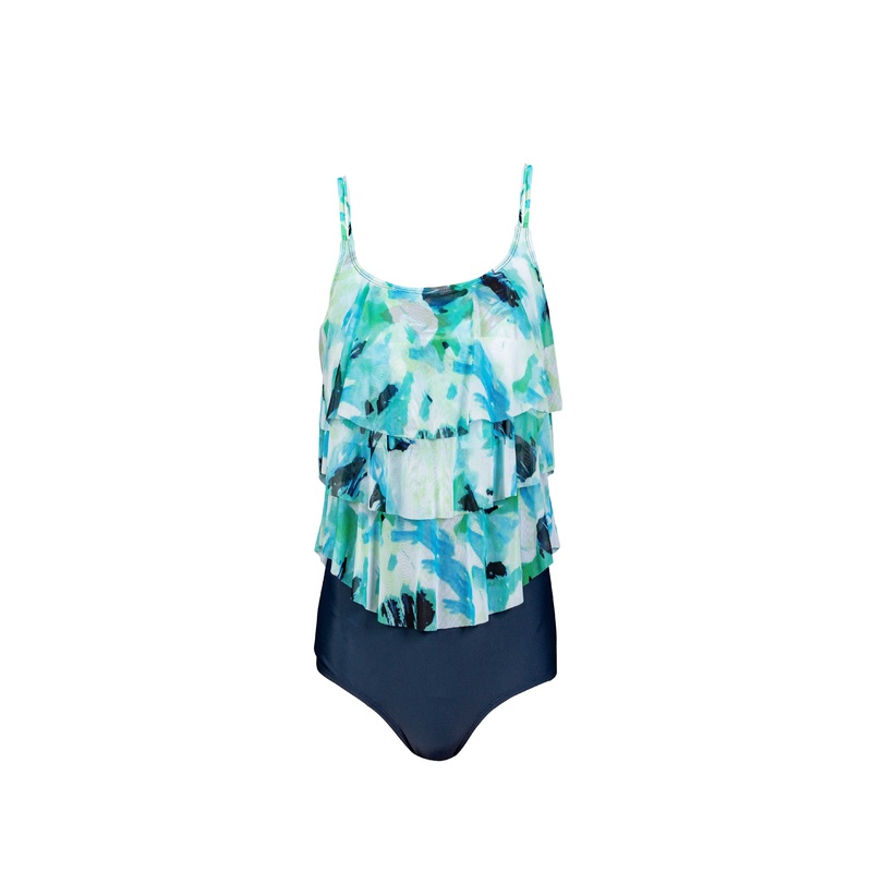 Aqualina Scoop Neck Triple Tier One Piece
