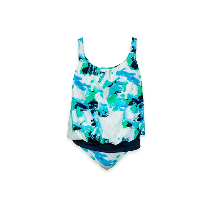 Aqualina Shirred Neck Blouson Tankini