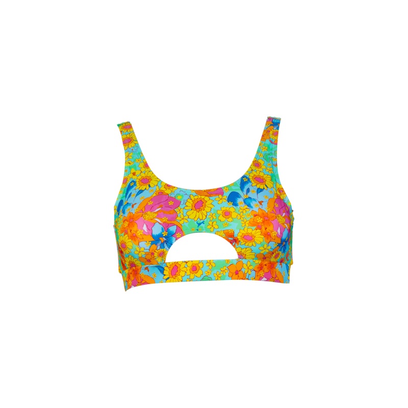 Daisy Carnival Scoop Front Cutout Bralette Top