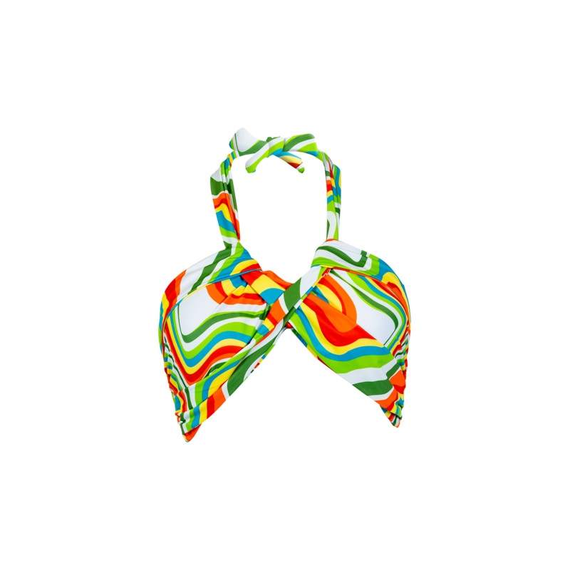 Tropical Wave Neck Tie Bandeau Top