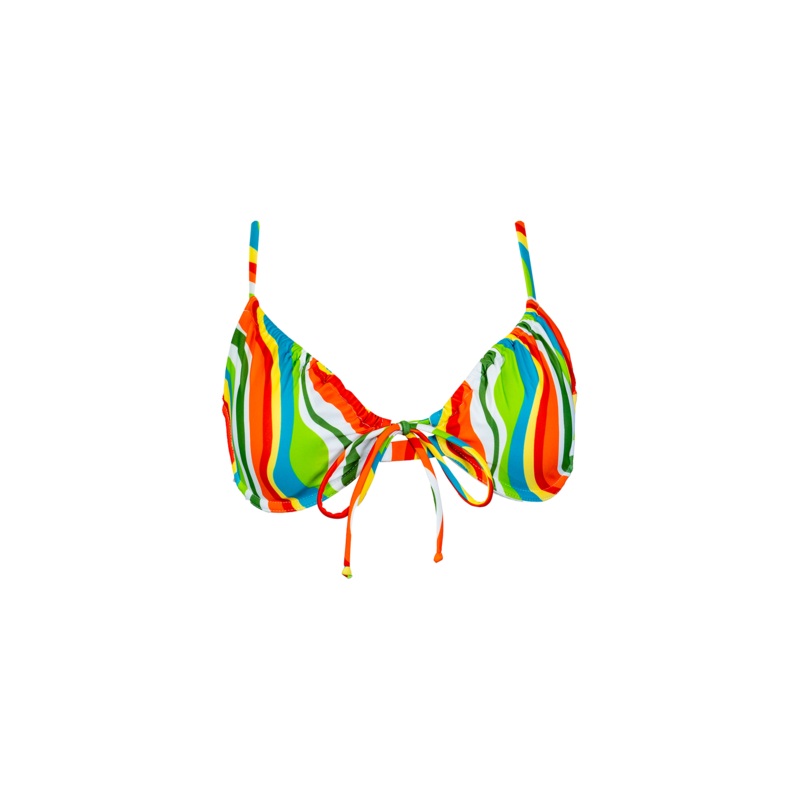 Tropical Wave Tie Front Scrunch Push Up Top