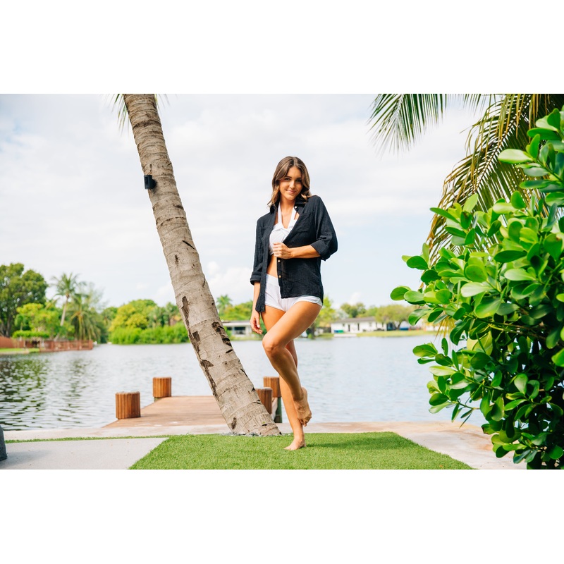 Gauze Button Down Shirt - Black