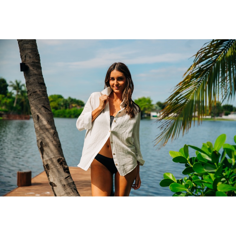 Gauze Button Down Shirt - White