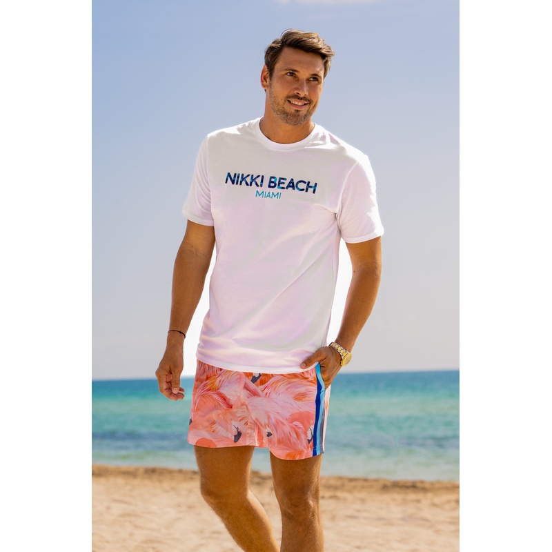 Nikki Beach White and Blue Tee