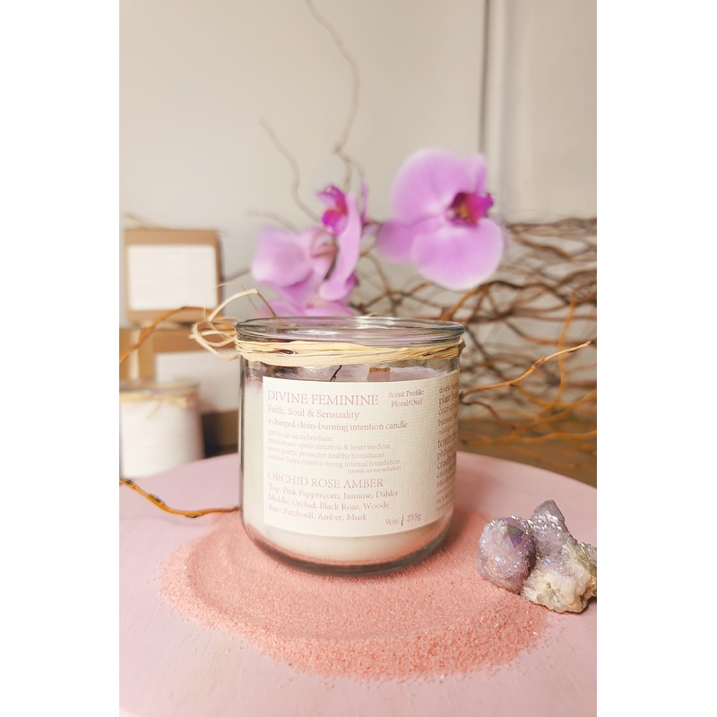 Divine Feminine Candle, Orchid Rose & Amber
