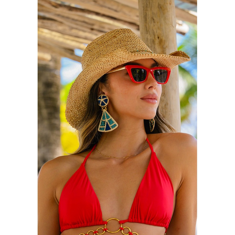 Mercedes Salazar x Nikki Beach Blue Teepee Earrings