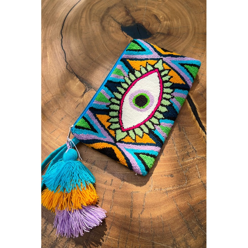 Ojito Clutch in Aqua Navy