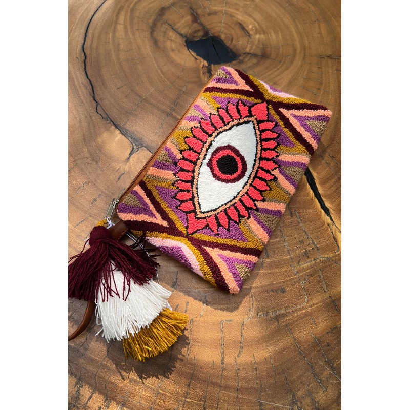 Ojito Clutch in Brown Pink